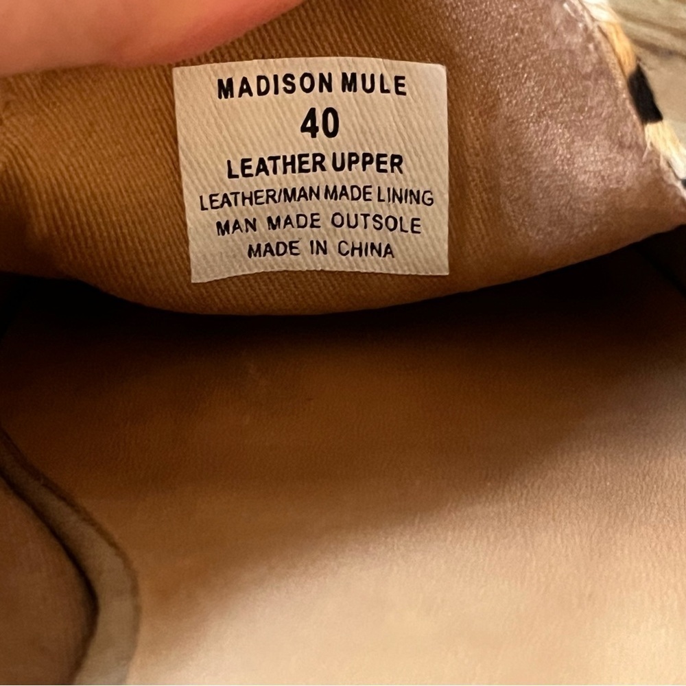 Rollie Slip On Madison Mule Leopard Calf Hair Leather Size 9 Tan Black Brown - Picture 14 of 16